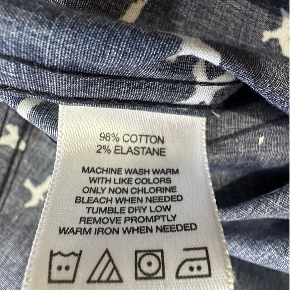 FOXCROFT Easy Care Plus Size Navy White Birds Stripe Button Front Top XXL NEW - Picture 8 of 8